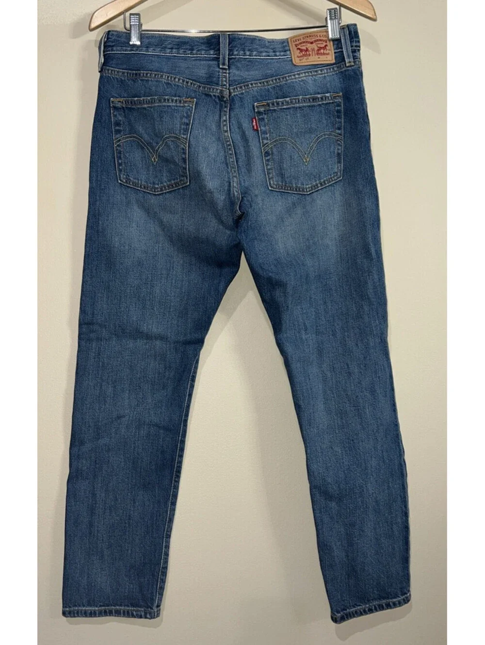 Levi's Buttonfly 501 Straight Leg Distressed Medium Wash Denim-  W28